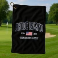 Rhode Island Patriotic American Flag Veteran Gifts Golf Towel thumb 1