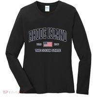 Rhode Island Patriotic American Flag Veteran Gifts Women's Long Sleeve Shirt thumb 0