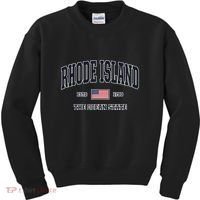 Rhode Island Patriotic American Flag Veteran Gifts Kids Sweatshirt thumb 0