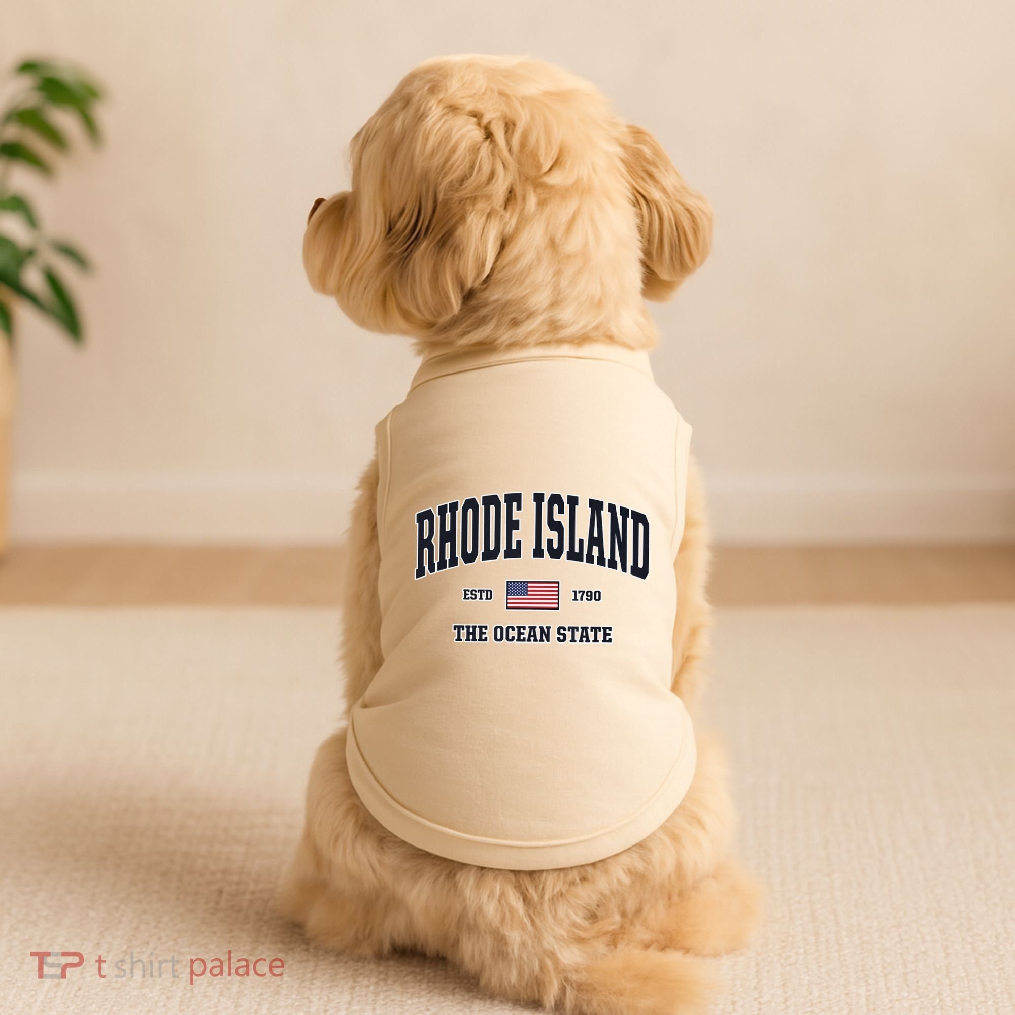 Rhode Island Patriotic American Flag Veteran Gifts Doggie Tank