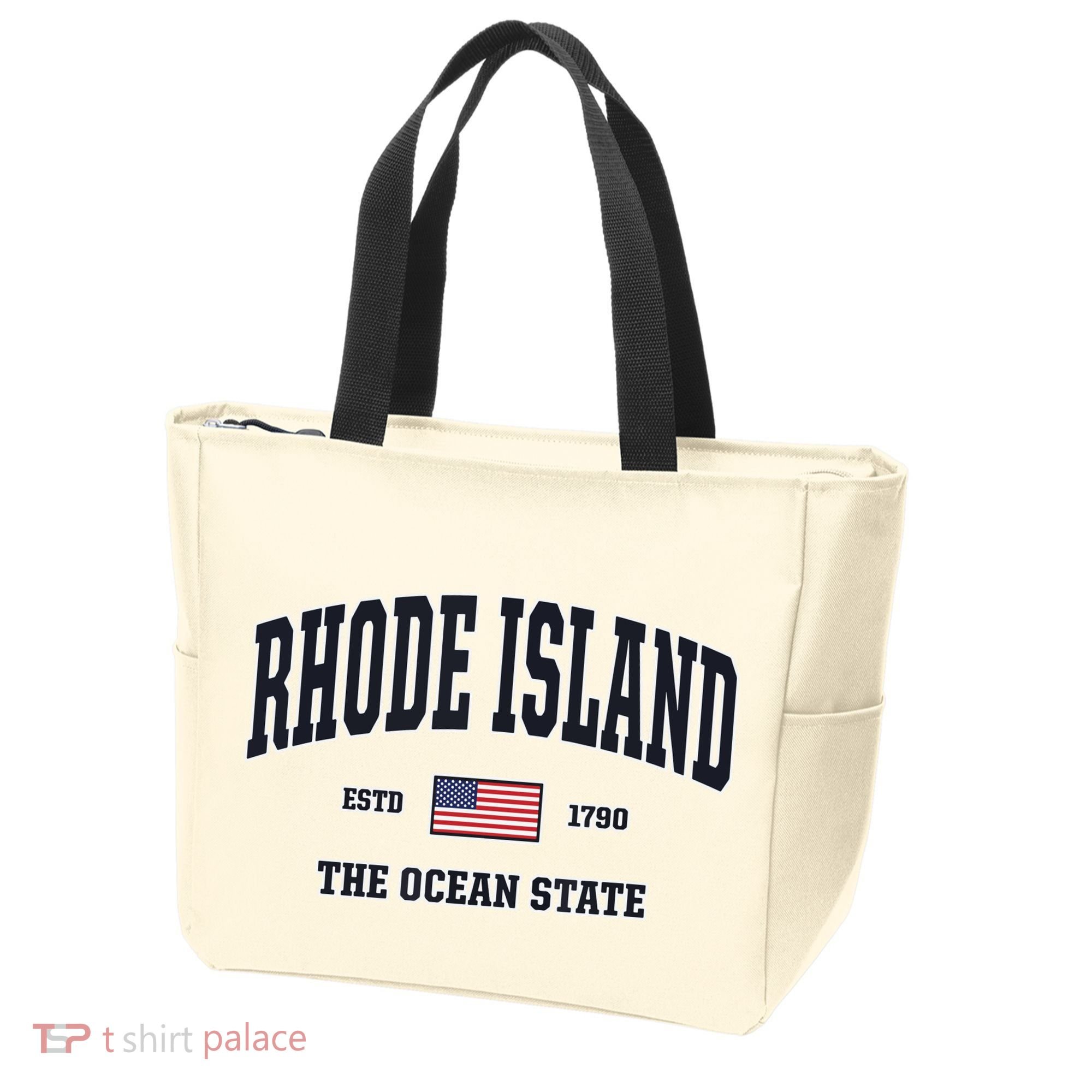 Rhode Island Patriotic American Flag Veteran Gifts Tote Bag