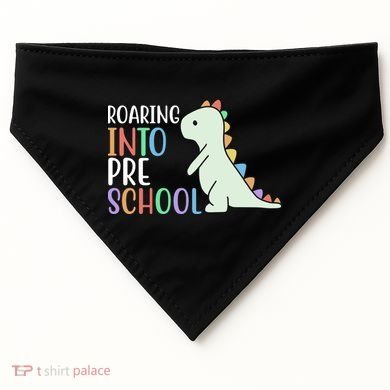 Roaring Into Pre School Cute Dinosaur USA-Made Doggie Bandana