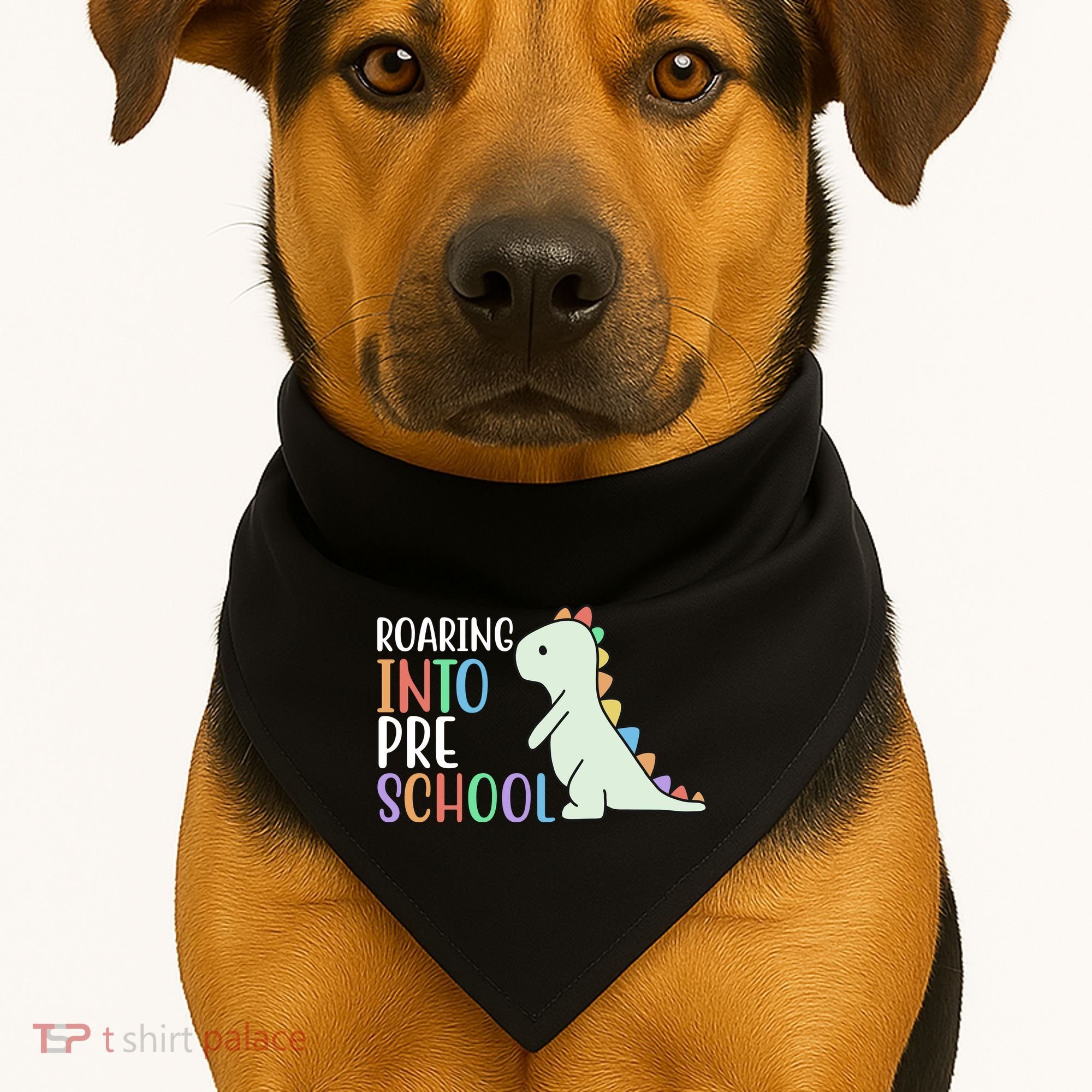 Roaring Into Pre School Cute Dinosaur USA-Made Doggie Bandana