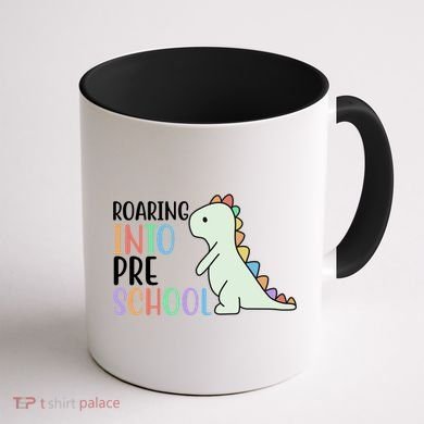 Roaring Into Pre School Cute Dinosaur Coffee Mug back