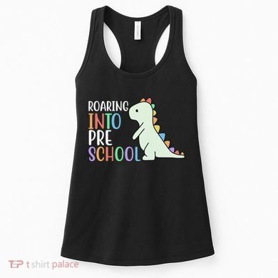 Roaring Into Pre School Cute Dinosaur Women's Tank Top
