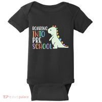 Roaring Into Pre School Cute Dinosaur Baby Bodysuit thumb 0
