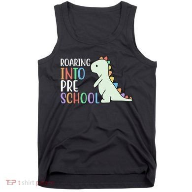 Roaring Into Pre School Cute Dinosaur Tank Top