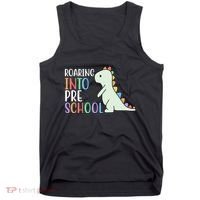 Roaring Into Pre School Cute Dinosaur Tank Top thumb 0