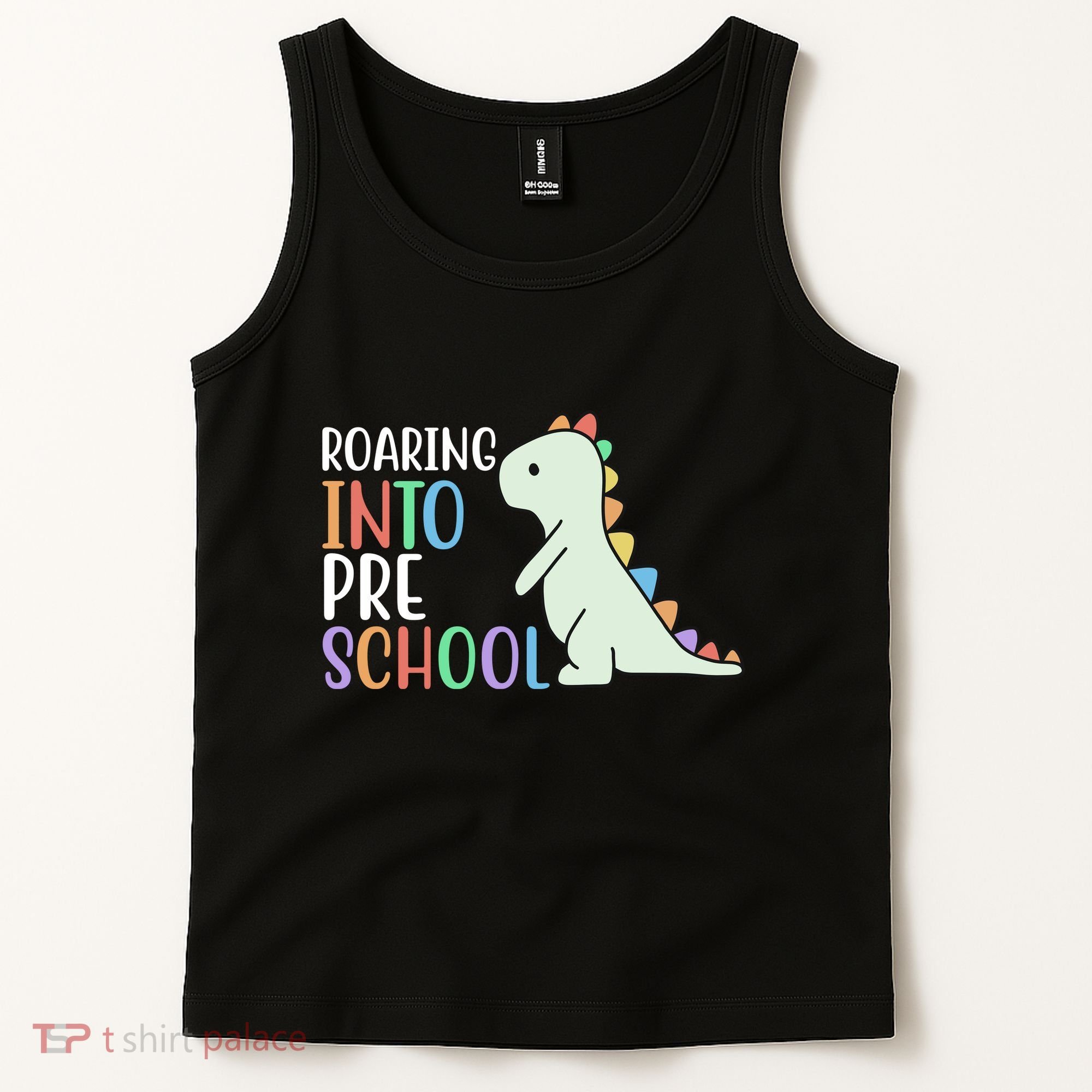 Roaring Into Pre School Cute Dinosaur Tank Top
