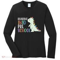 Roaring Into Pre School Cute Dinosaur Women's Long Sleeve Shirt thumb 0