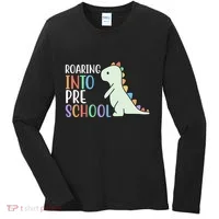 Roaring Into Pre School Cute Dinosaur Women's Long Sleeve Shirt thumb 0