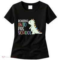 Roaring Into Pre School Cute Dinosaur Women's T-Shirt thumb 0