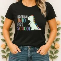 Roaring Into Pre School Cute Dinosaur Women's T-Shirt thumb 2
