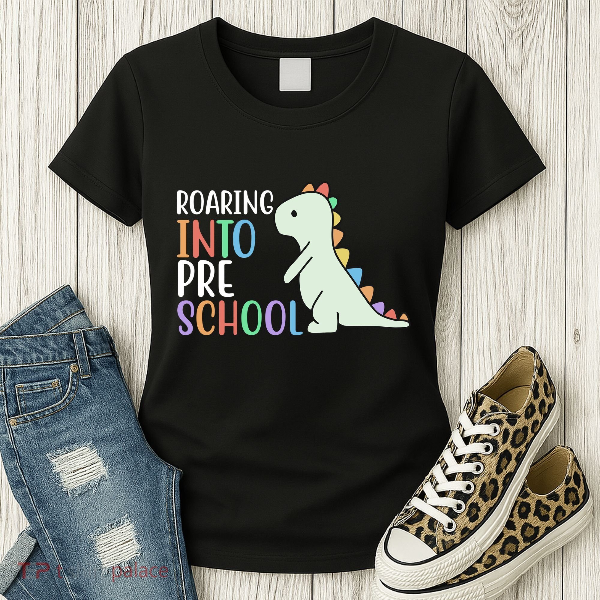 Roaring Into Pre School Cute Dinosaur Women's T-Shirt