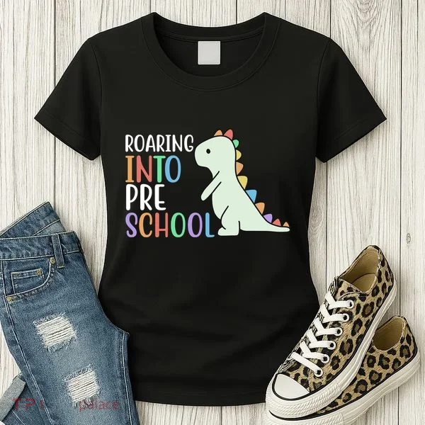 Roaring Into Pre School Cute Dinosaur Women's T-Shirt