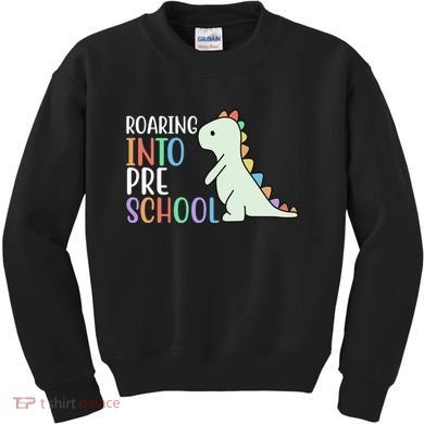 Roaring Into Pre School Cute Dinosaur Kids Sweatshirt