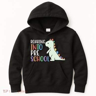 Roaring Into Pre School Cute Dinosaur Kids Hoodie