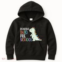 Roaring Into Pre School Cute Dinosaur Kids Hoodie thumb 0