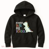 Roaring Into Pre School Cute Dinosaur Kids Hoodie thumb 0