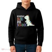 Roaring Into Pre School Cute Dinosaur Kids Hoodie thumb 4
