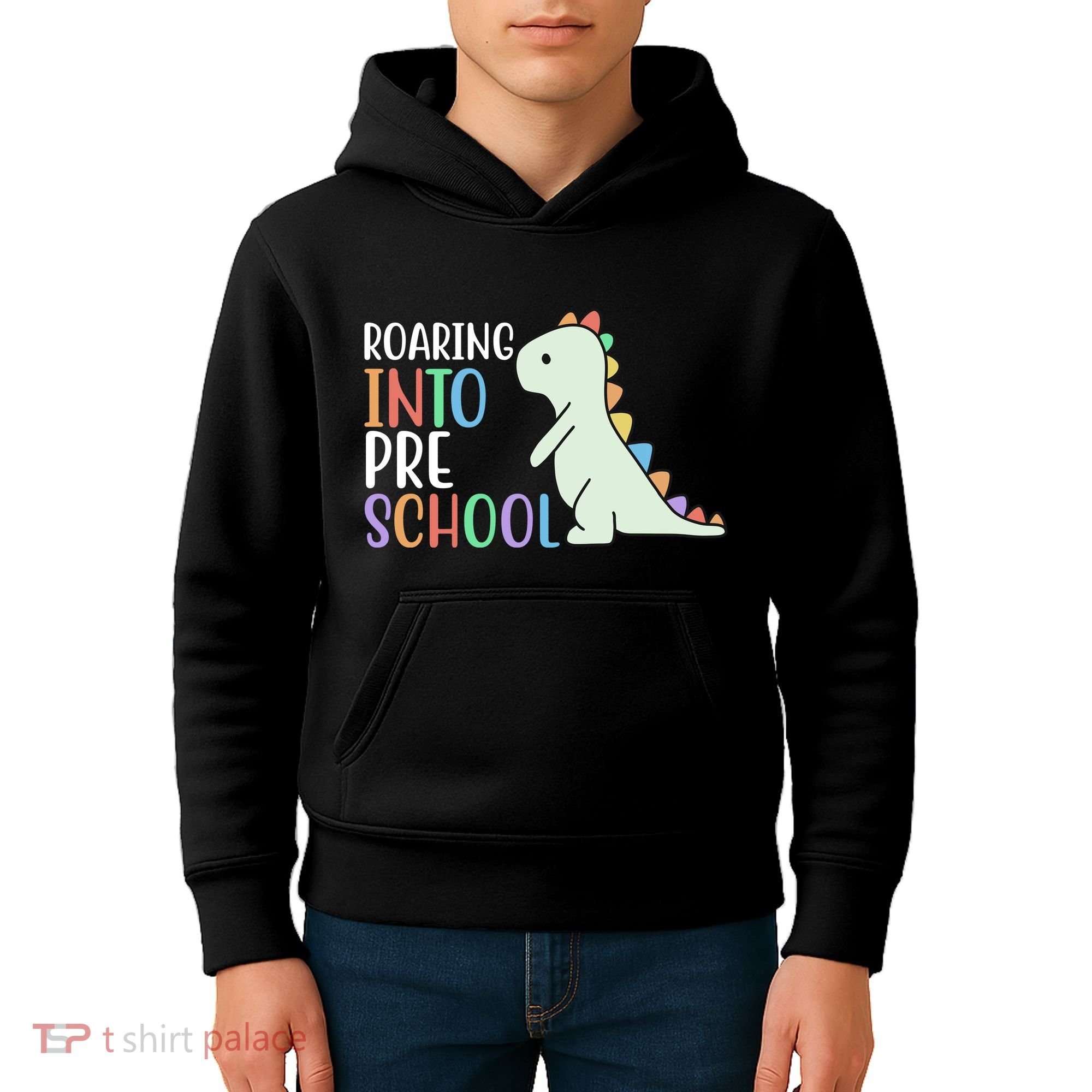 Roaring Into Pre School Cute Dinosaur Kids Hoodie