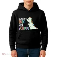 Roaring Into Pre School Cute Dinosaur Kids Hoodie thumb 4