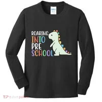 Roaring Into Pre School Cute Dinosaur Kids Long Sleeve Shirt thumb 0