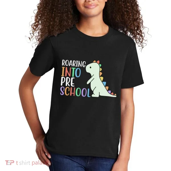 Roaring Into Pre School Cute Dinosaur Kids T-Shirt