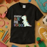 Roaring Into Pre School Cute Dinosaur Kids T-Shirt thumb 3