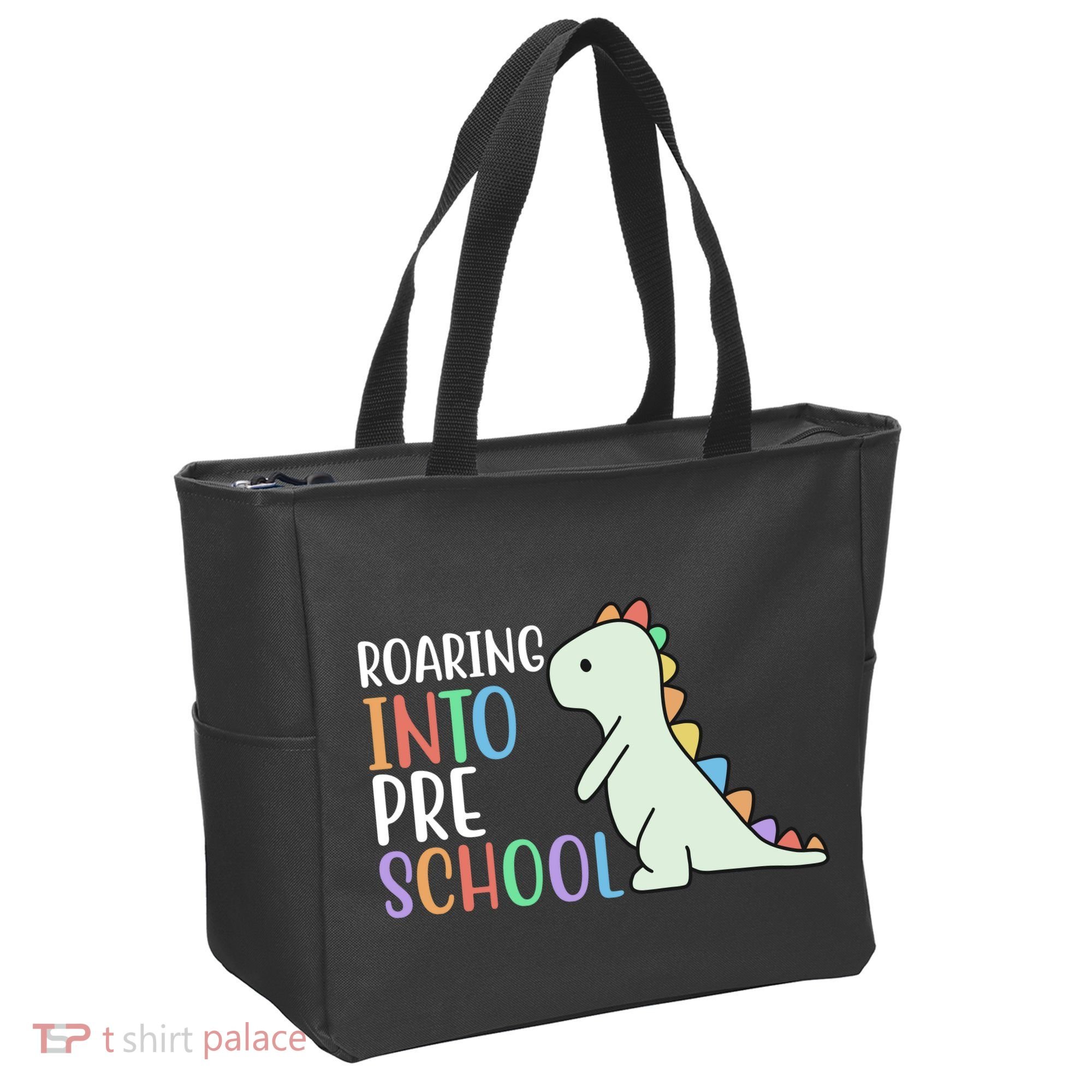 Roaring Into Pre School Cute Dinosaur Tote Bag