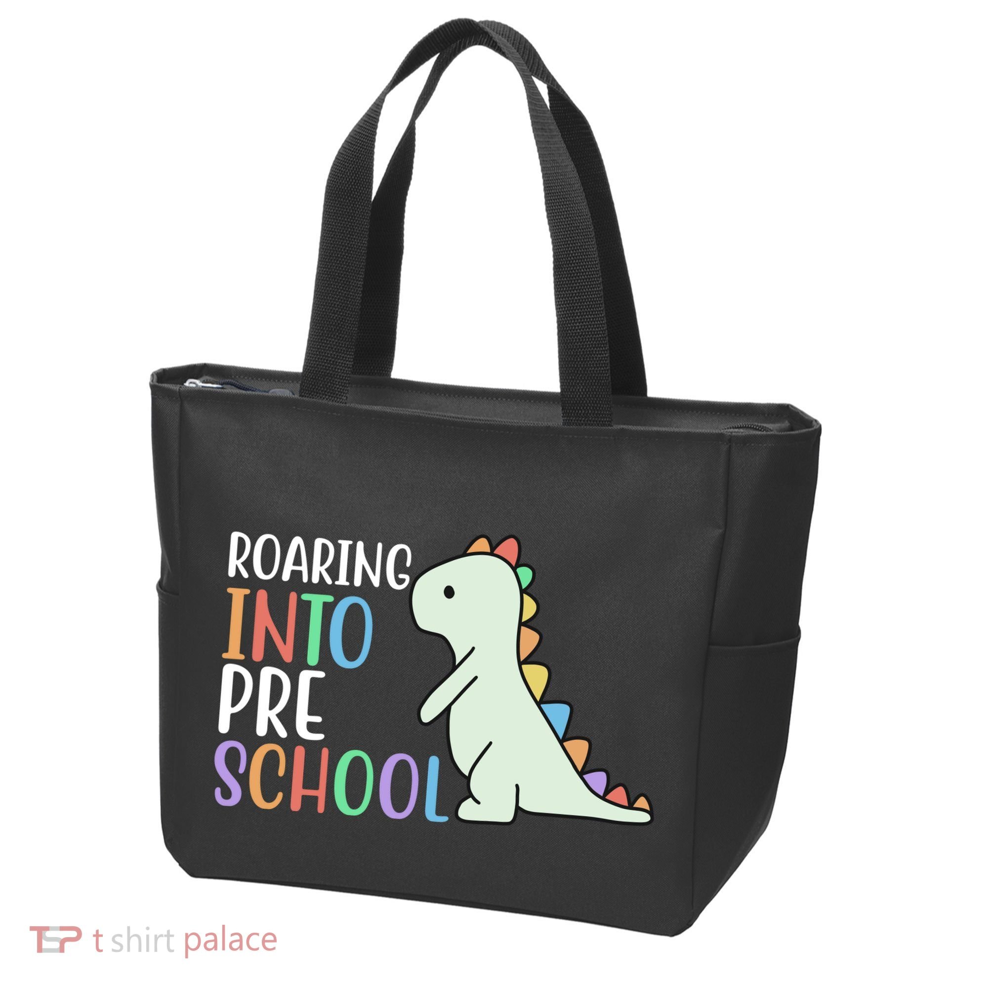 Roaring Into Pre School Cute Dinosaur Tote Bag