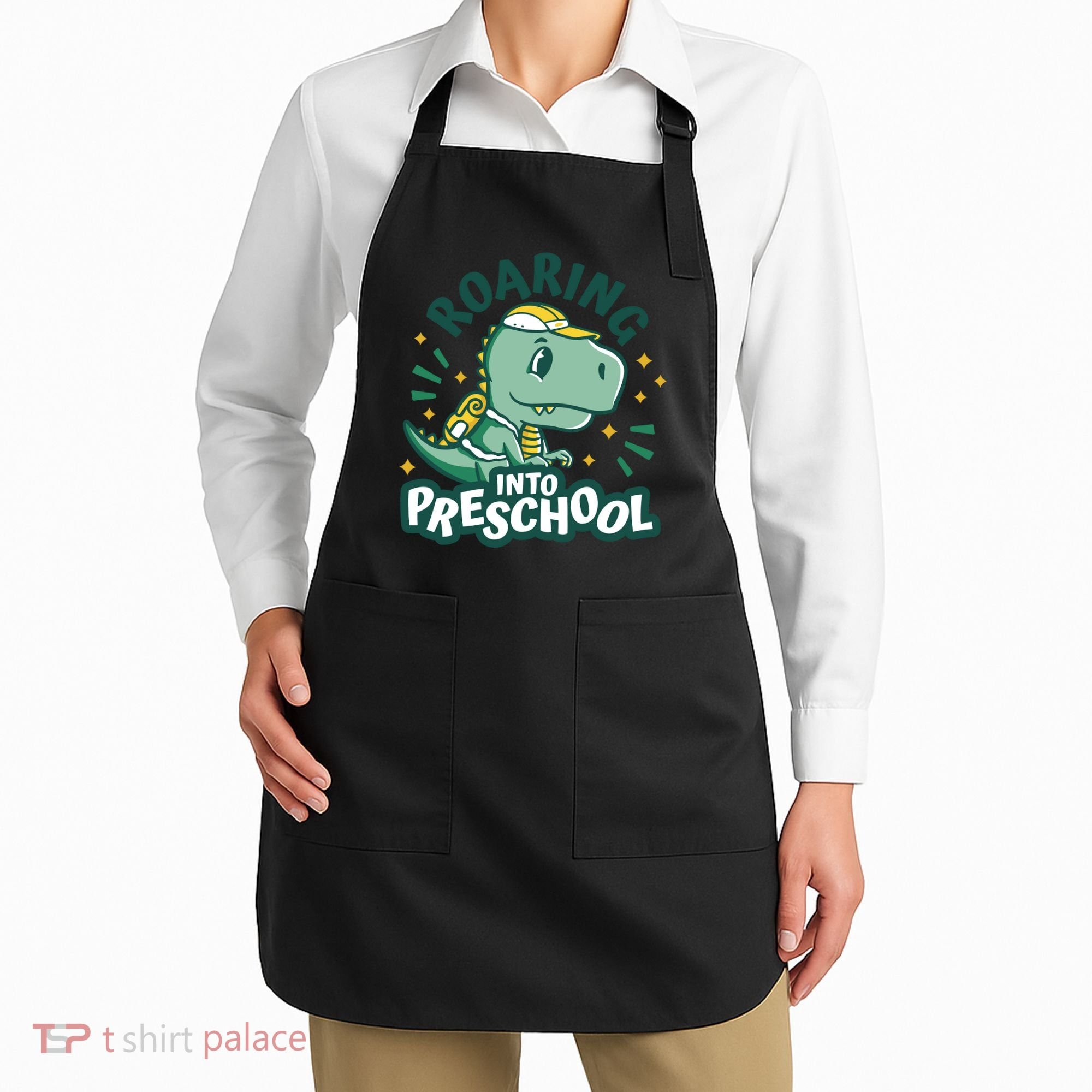 Roaring Into Preschool Dinosaur Apron