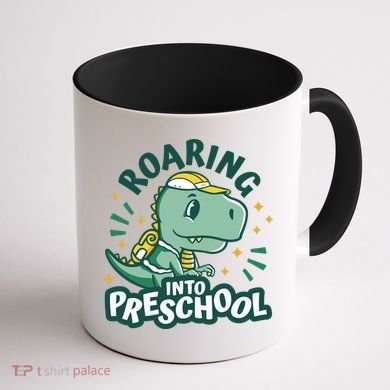 Roaring Into Preschool Dinosaur Coffee Mug back