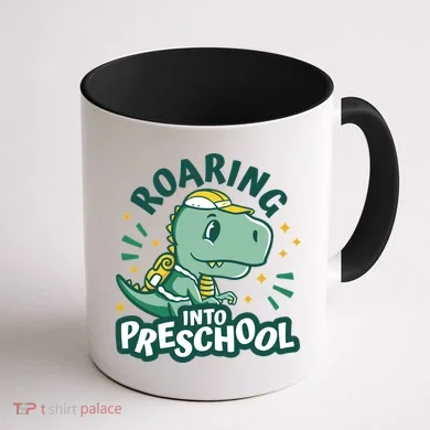 Roaring Into Preschool Dinosaur Coffee Mug back