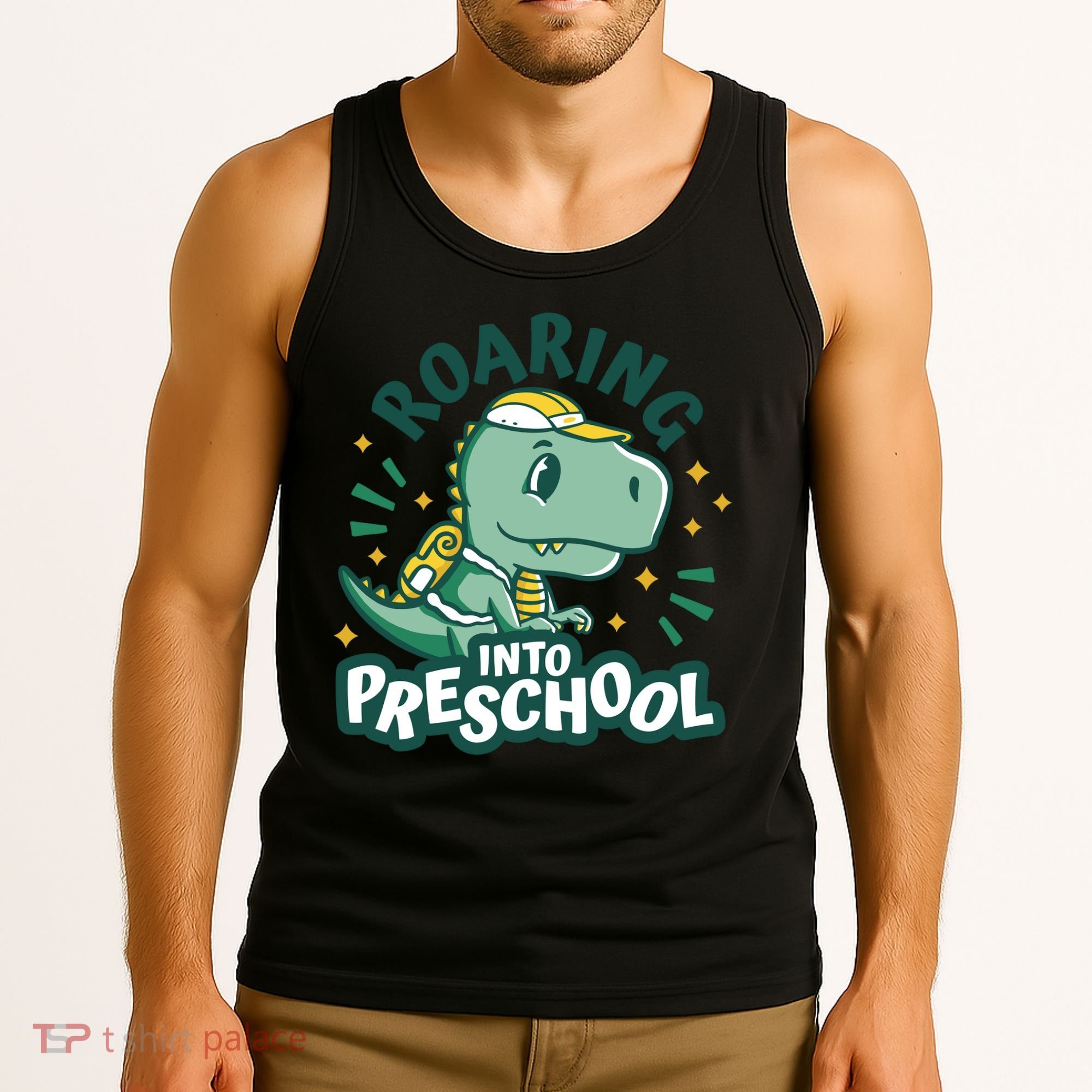 Roaring Into Preschool Dinosaur Tank Top