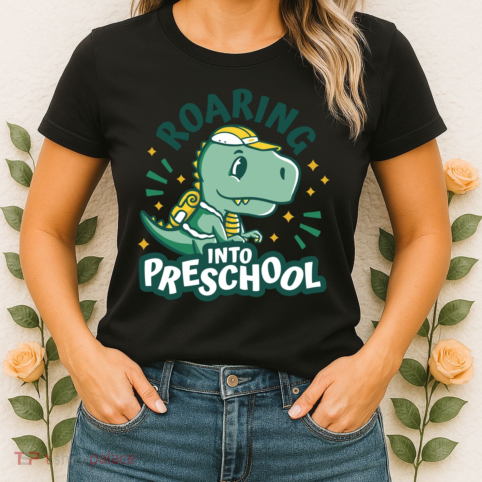 Roaring Into Preschool Dinosaur Women's T-Shirt