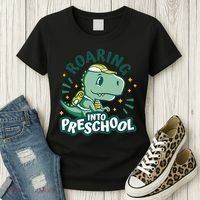 Roaring Into Preschool Dinosaur Women's T-Shirt thumb 3