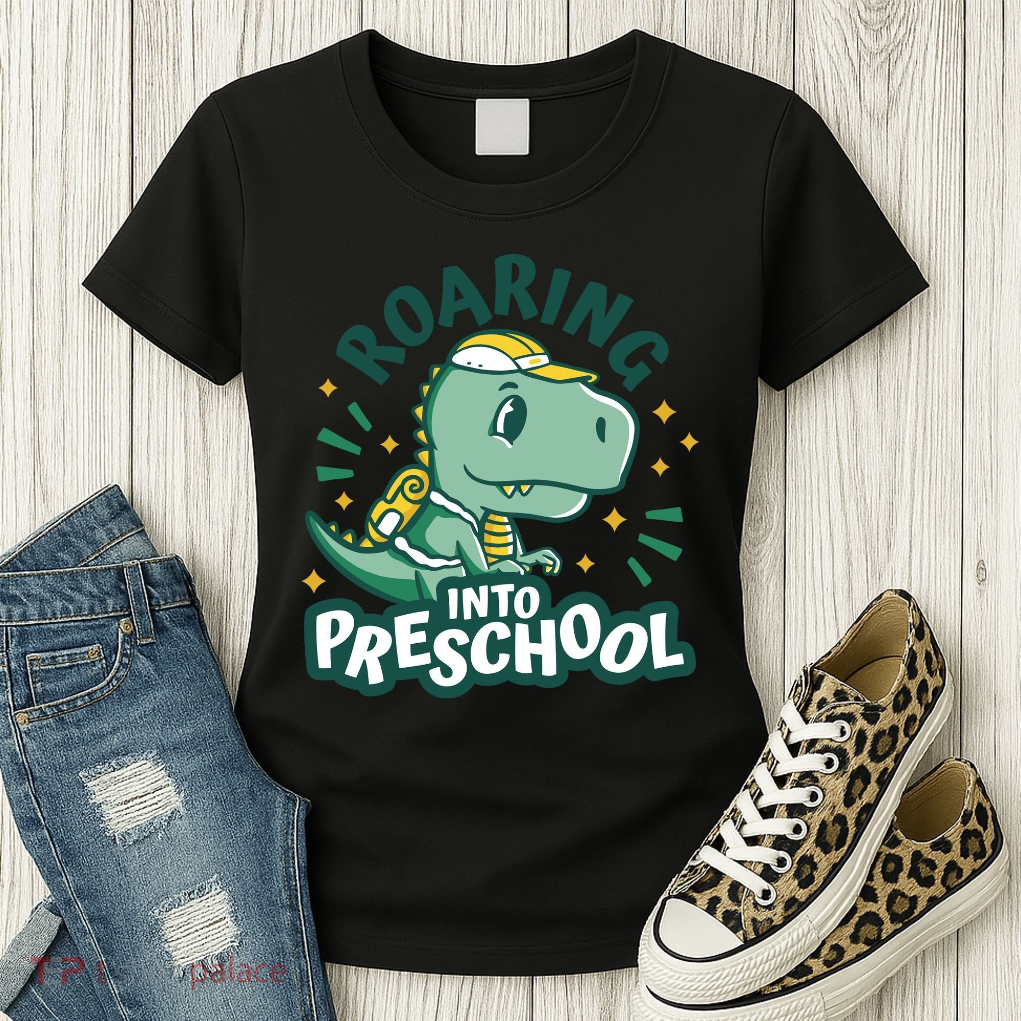Roaring Into Preschool Dinosaur Women's T-Shirt