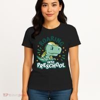 Roaring Into Preschool Dinosaur Women's T-Shirt thumb 4