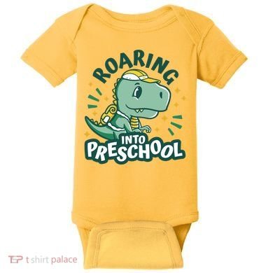 Roaring Into Preschool Dinosaur Baby Bodysuit