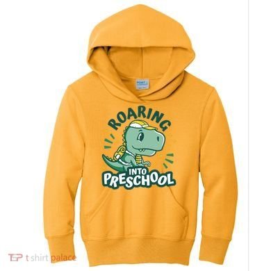 Roaring Into Preschool Dinosaur Kids Hoodie