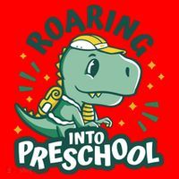 Roaring Into Preschool Dinosaur Santa Hat thumb 1