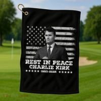 Rest In Peace Charlie Kirk Memorial Tribute 1993 2025 Golf Towel thumb 1