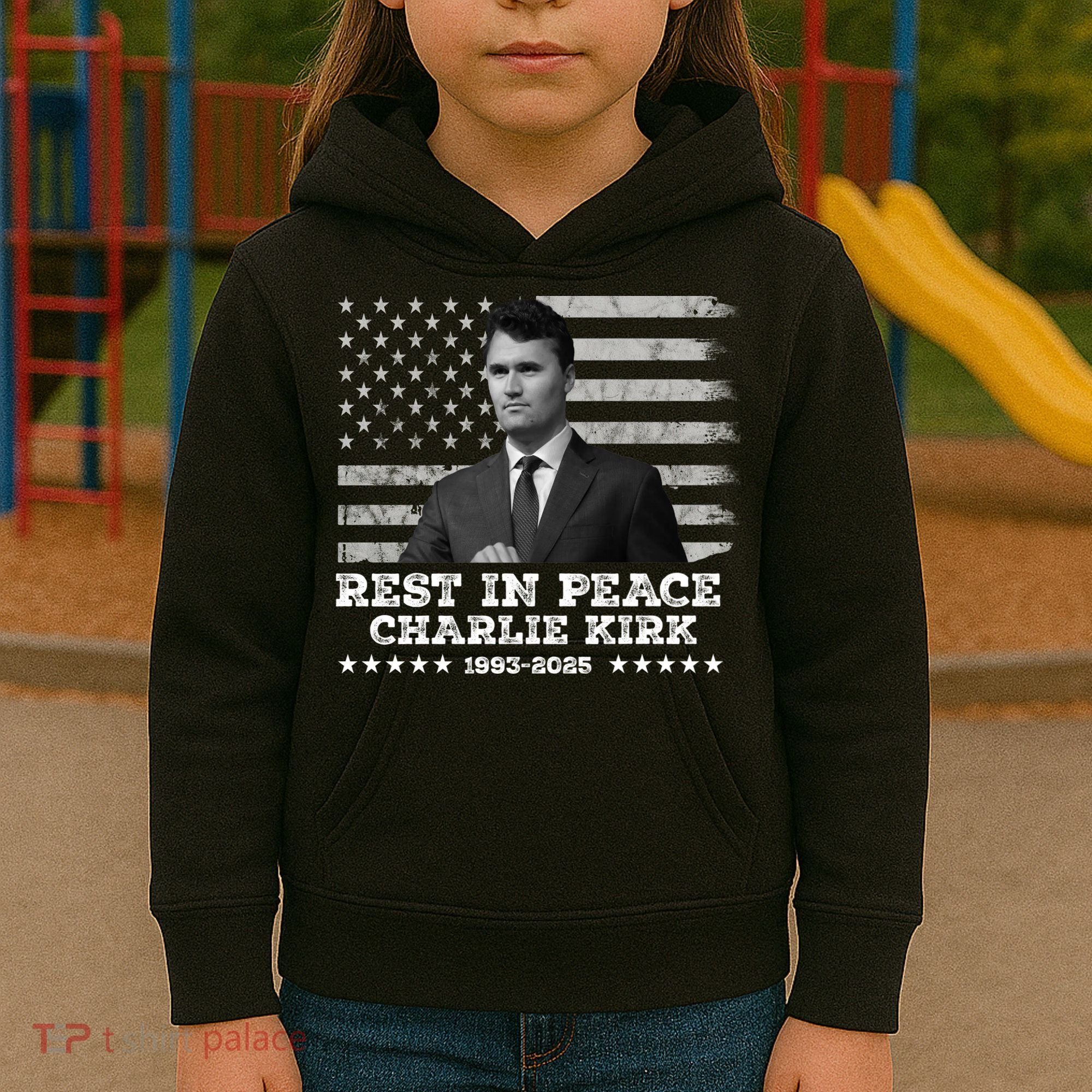 Rest In Peace Charlie Kirk Memorial Tribute 1993 2025 Kids Hoodie