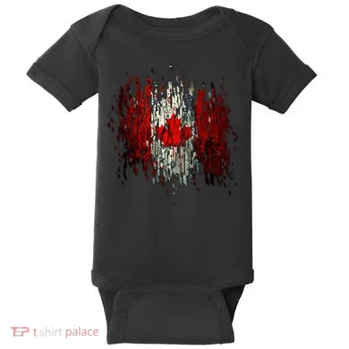 Ripped Canada Canadian Torn Flag Baby Bodysuit