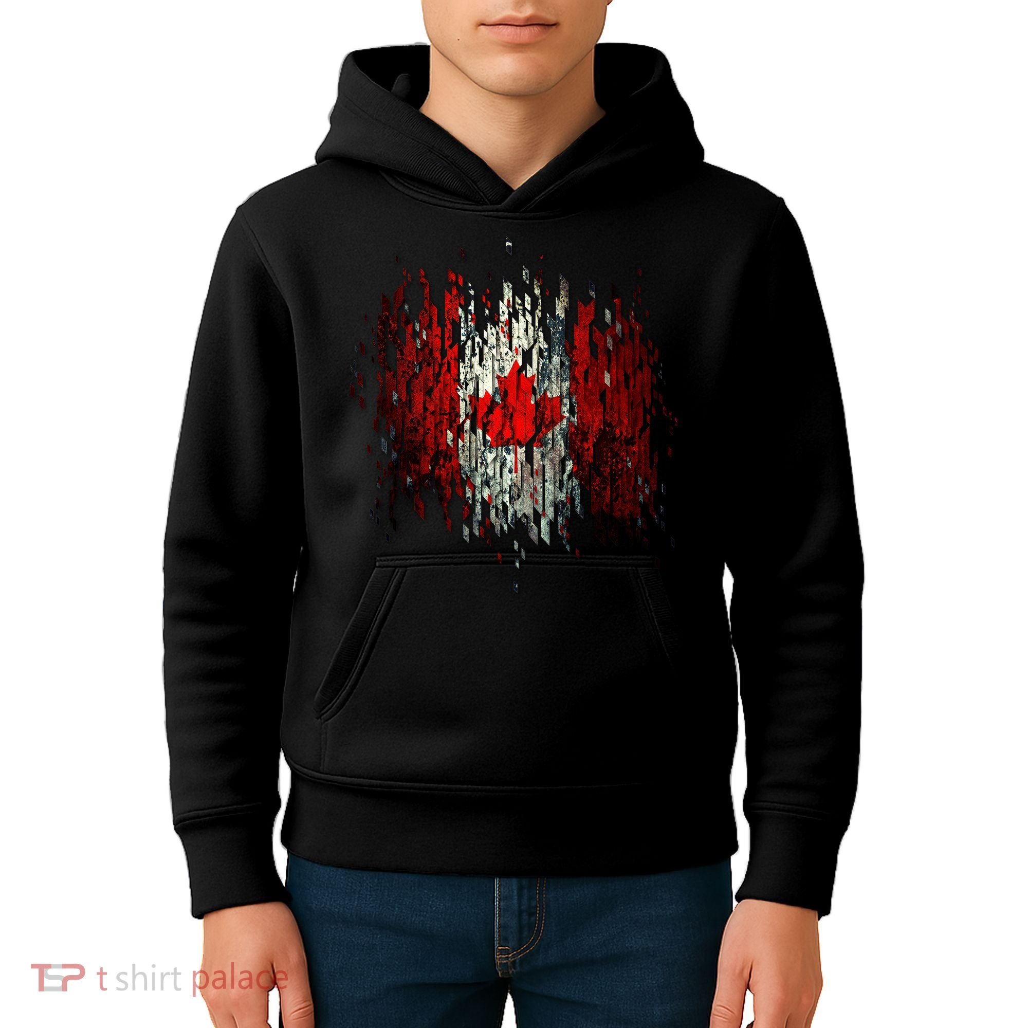 Ripped Canada Canadian Torn Flag Kids Hoodie