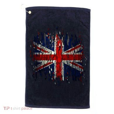 Ripped UK Great Britain Union Jack Torn Flag Golf Towel