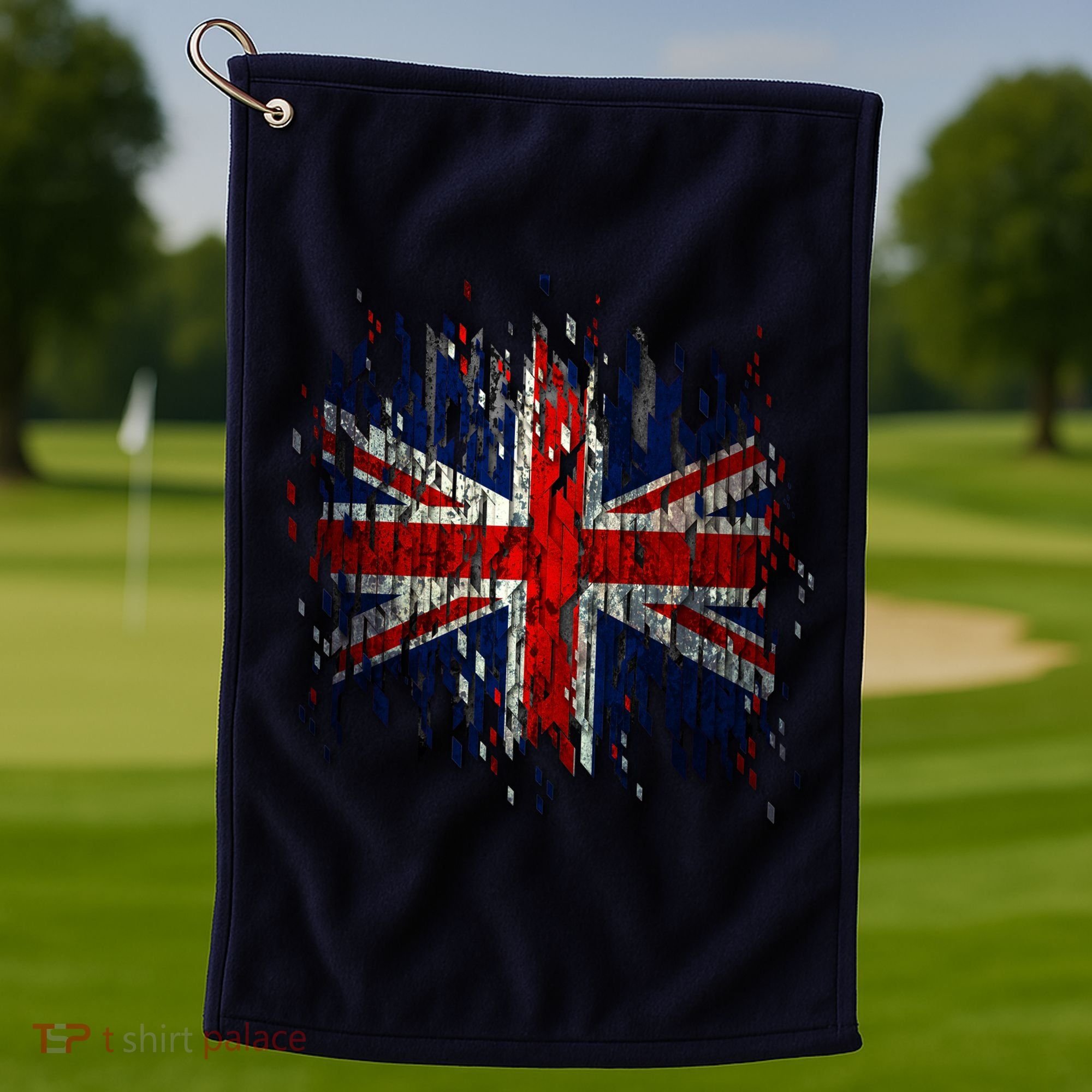 Ripped UK Great Britain Union Jack Torn Flag Golf Towel