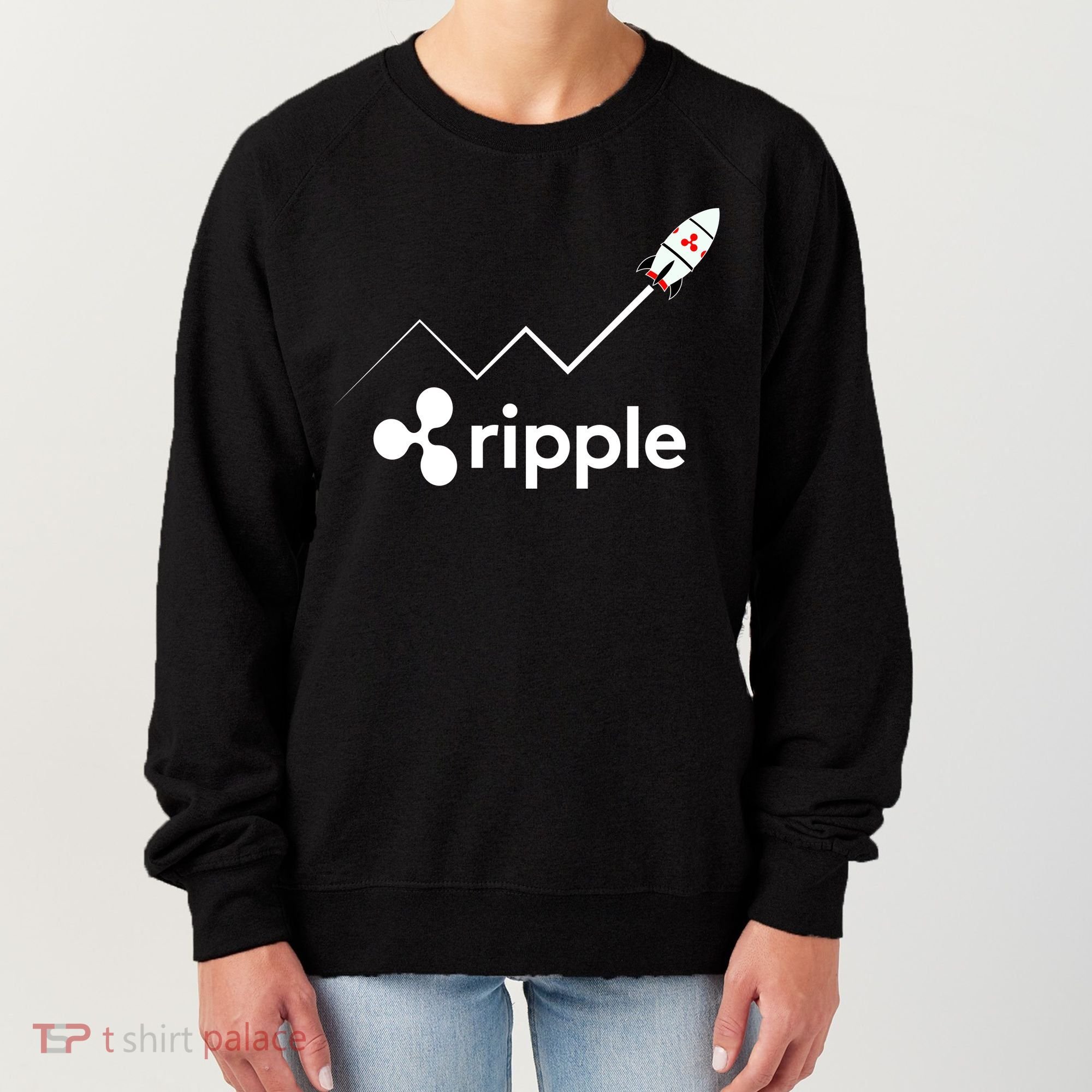 Ripple XRP To the Moon Crypto Rocket Chart Women's Sweatshirt