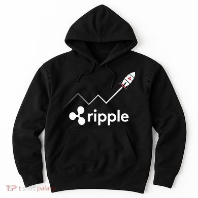 Ripple XRP To the Moon Crypto Rocket Chart Hoodie